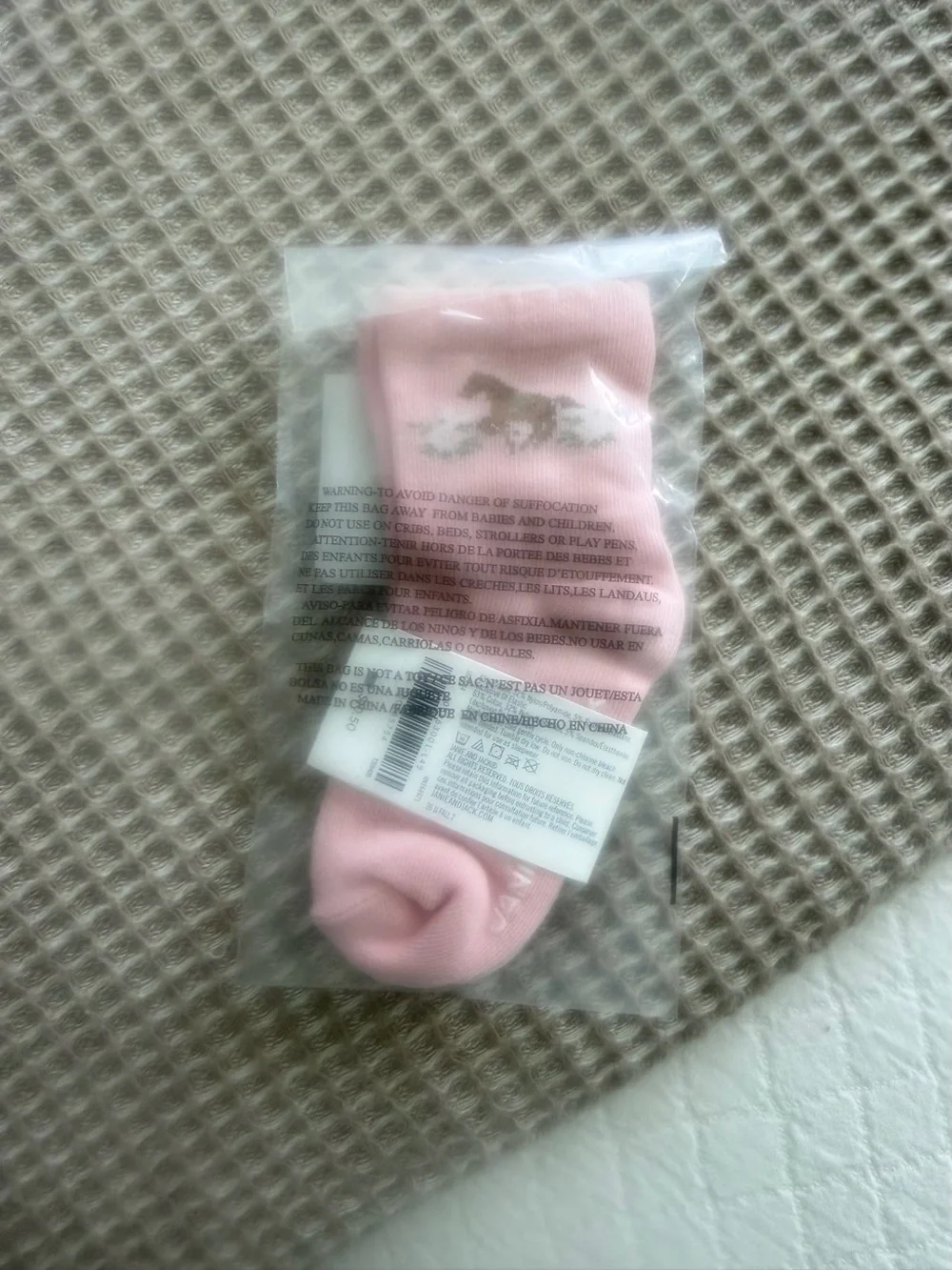 Jamie and Jack 18 to 24 months girls, pink Socks with Horse Motif nwt